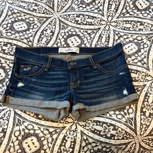 Hollister Women's Dark Indigo Rolled-Cuff Denim Shorts